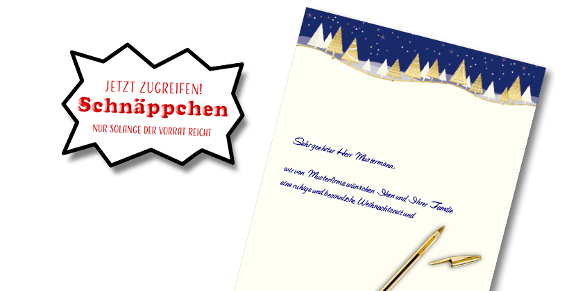 Diese Rubrik enthält alle Weihnachtsbriefe. die bereits um 30% reduziert sind