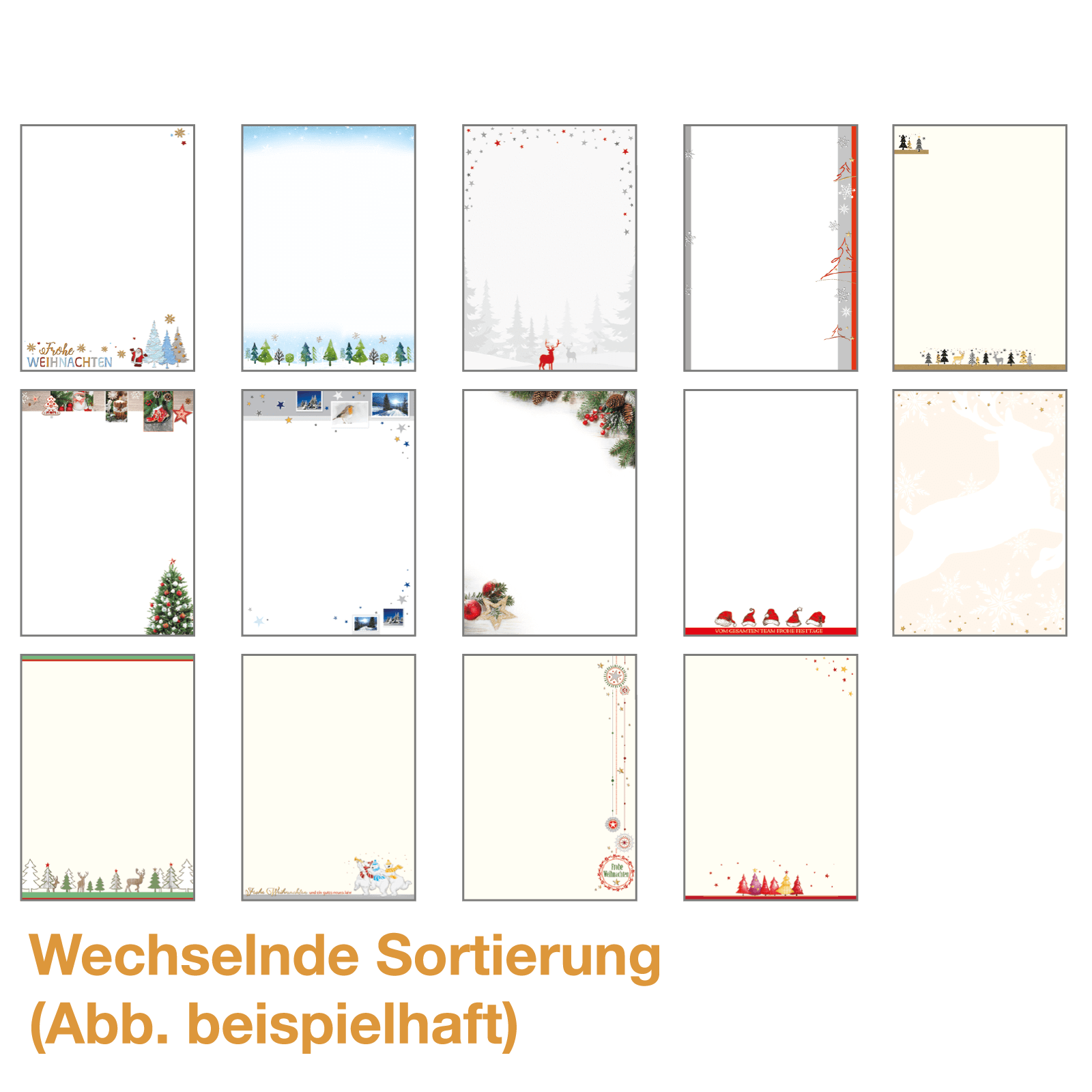 PC-Briefe-Sortiment Weihnachtsgrüße 1318040, DIN A4, wechselnde Motive.