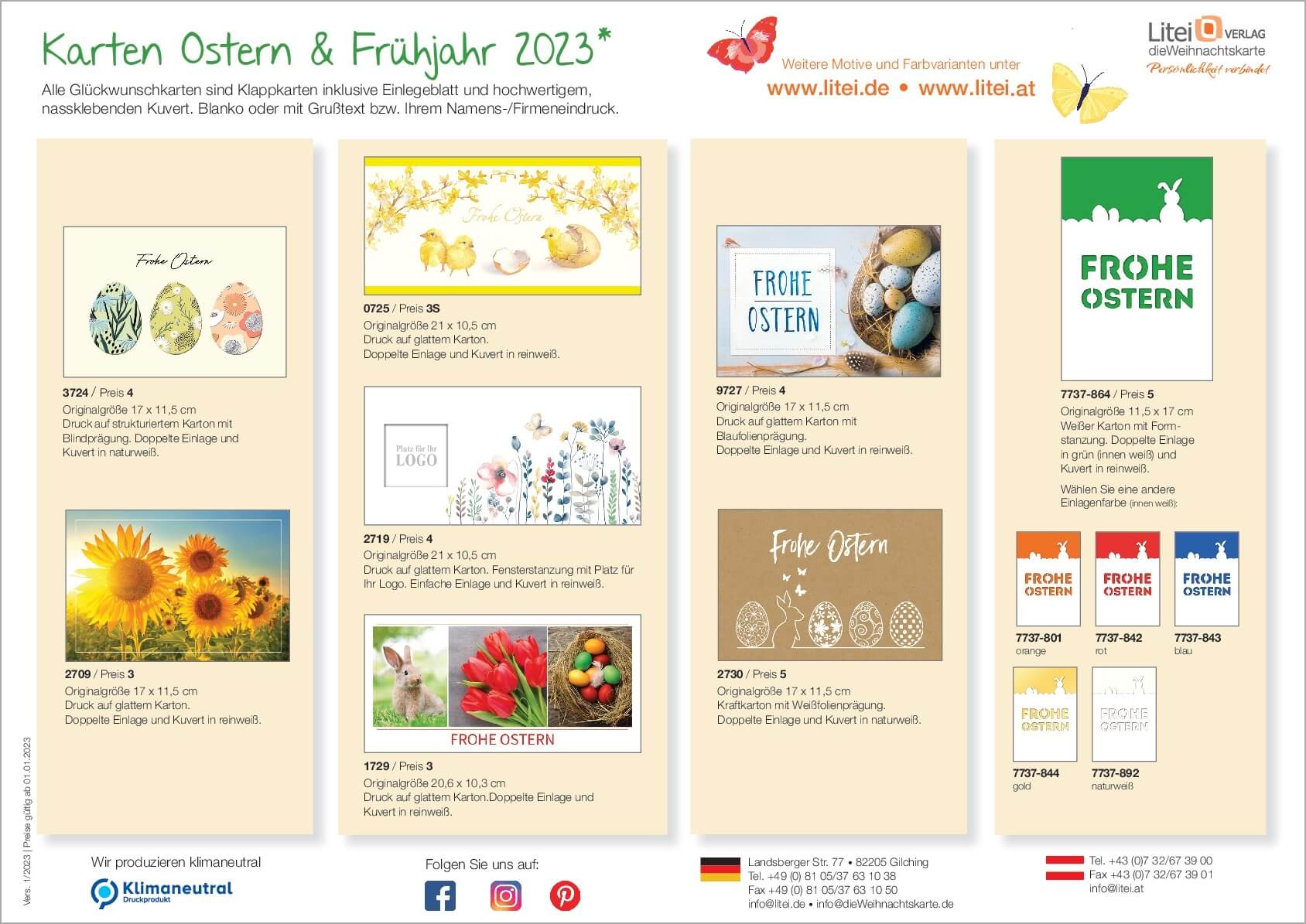Flyer mit Oster- und Frühlingskarten und Briefen