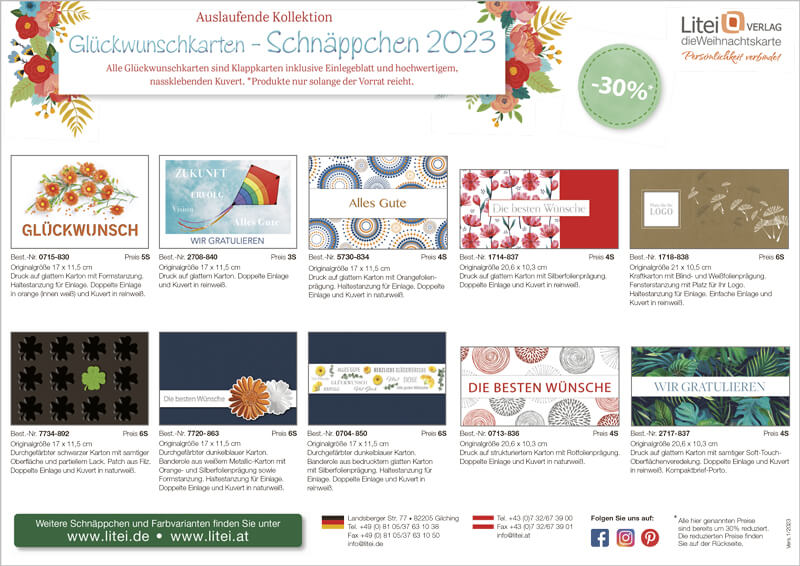 Um 30% reduzierte Glückwunschkarten & Briefe