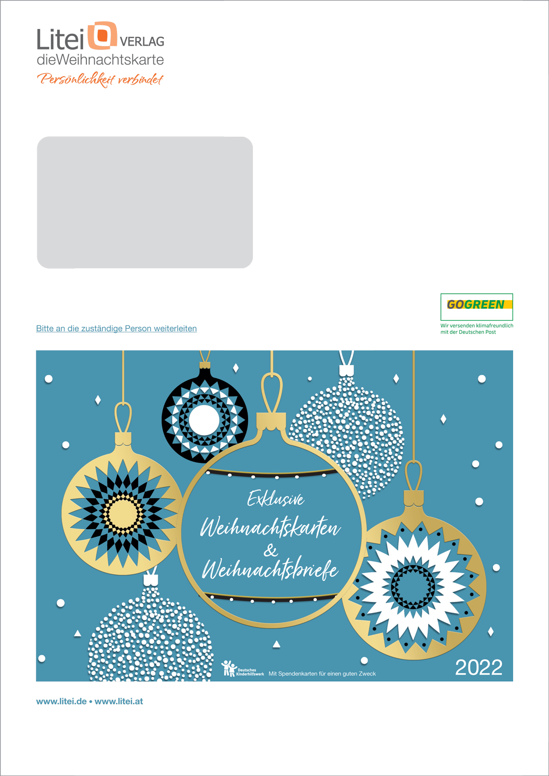 Außenseite des Briefemustersatz Weihnachten 2022