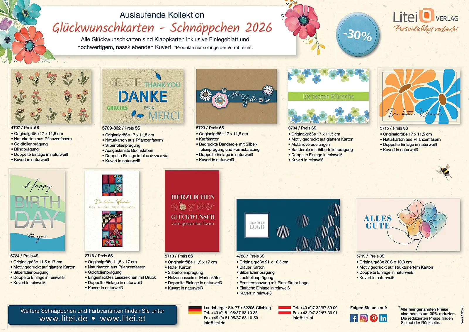 Reduzierte Glückwunschkarten und Briefe 2026