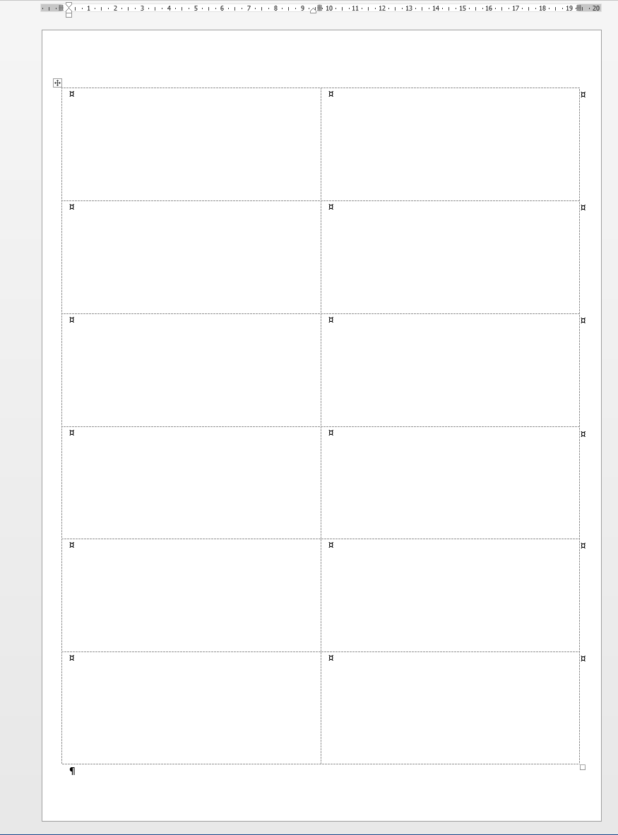 So sieht die leere Vorlage in WORD aus