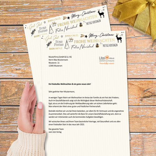 Weihnachtsbrief Gold-Veredelung